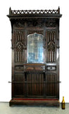 Antique Hall Tree, French Gothic Revival, Oak, Carved, MIrror, 19th C, 1800s!! - Old Europe Antique Home Furnishings