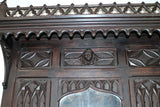Antique Hall Tree, French Gothic Revival, Oak, Carved, MIrror, 19th C, 1800s!! - Old Europe Antique Home Furnishings