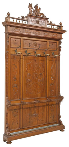 Antique Hall Tree, Italian Ren Revival, Carved Walnut , 116.5 H, 19th C, 1800s!!