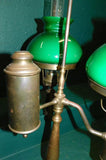 Antique Lamp, Brass Student Lamp W/ Two Emerald Shades, Lighting, 28.25 Ins.! - Old Europe Antique Home Furnishings