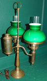 Antique Lamp, Brass Student Lamp W/ Two Emerald Shades, Lighting, 28.25 Ins.! - Old Europe Antique Home Furnishings