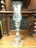 Antique Lamp, Glass / Candle Holder, Clear, 19.5 Ins., Home Decor, Gorgeous! - Old Europe Antique Home Furnishings