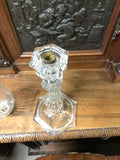 Antique Lamp, Glass / Candle Holder, Clear, 19.5 Ins., Home Decor, Gorgeous! - Old Europe Antique Home Furnishings