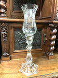 Antique Lamp, Glass / Candle Holder, Clear, 19.5 Ins., Home Decor, Gorgeous! - Old Europe Antique Home Furnishings
