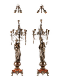 Antique Lamps, Candelabrum, Pair of French Neoclassical Bronze Lamps, Gorgeous! - Old Europe Antique Home Furnishings