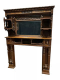Antique Mantle, Victorian, Two Piece, Fireplace, w/ Mirror. 84 1/2"H, 19th C.! - Old Europe Antique Home Furnishings