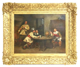 Antique Painting, OIl, Tavern Scene, Signed, Walter Duncan, (1848-1932), 1800s! - Old Europe Antique Home Furnishings