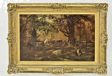 Antique Painting, Oil, M.C. Underwood, Framed, Landscape with Cattle, 1800's!! - Old Europe Antique Home Furnishings