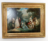 Antique Painting, Oil on Canvas, French, "Courting Scene", Giltwood, 1800s, 19 C - Old Europe Antique Home Furnishings