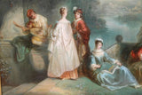 Antique Painting, Oil on Canvas, French, "Courting Scene", Giltwood, 1800s, 19 C - Old Europe Antique Home Furnishings