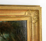 Antique Painting, Oil on Canvas, French, "Courting Scene", Giltwood, 1800s, 19 C - Old Europe Antique Home Furnishings