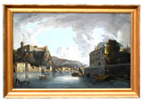 Antique Painting, Oil on Canvas, Italian School, Realsim, Canal, Village, 1800s