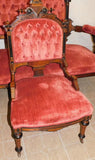 Antique Parlor Set, Victorian Renaissance Revival, 4-Pieces, Walnut, 1800s!! - Old Europe Antique Home Furnishings