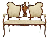 Antique Salon Set, Austrian, Inlaid, 5-Piece Set, Settee with 4 Chairs!! - Old Europe Antique Home Furnishings
