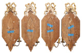 Antique Sconces, 4 Italian Painted, Marbelized, Two-Light, Crest, Scroll, 1900s - Old Europe Antique Home Furnishings