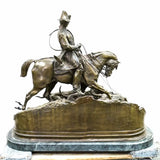 Antique Sculpture, Bronze, Large, Pierre Jules Mene, French, "Fox Hunt", Marble Base!