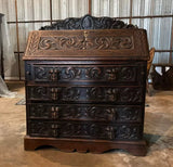 Antique Secretaire, Desk, Carved, Oak, Georgian, English, Slant Drop, 1800s!!