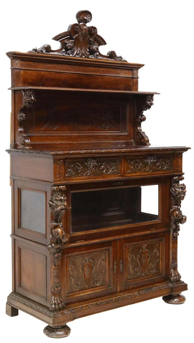 Antique Server, Display Case, Italian Renaissance Revival, Carved, 180 ...
