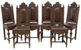 Antique Side Chairs, (6) Italian Baroque Style, Brown Upholstery, 19th C, 1800s! - Old Europe Antique Home Furnishings