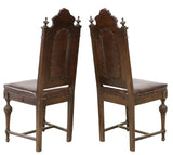 Antique Side Chairs, (6) Italian Baroque Style, Brown Upholstery, 19th C, 1800s! - Old Europe Antique Home Furnishings