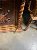 Antique Sideboard, Buffet, Rena Revival, Walnut, Barley Twist, Carved, Figural!