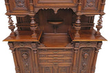 Antique Sideboard, Finely Carved, Fr. Henri II Style, Walnut , 121.5" H, 1800s! - Old Europe Antique Home Furnishings