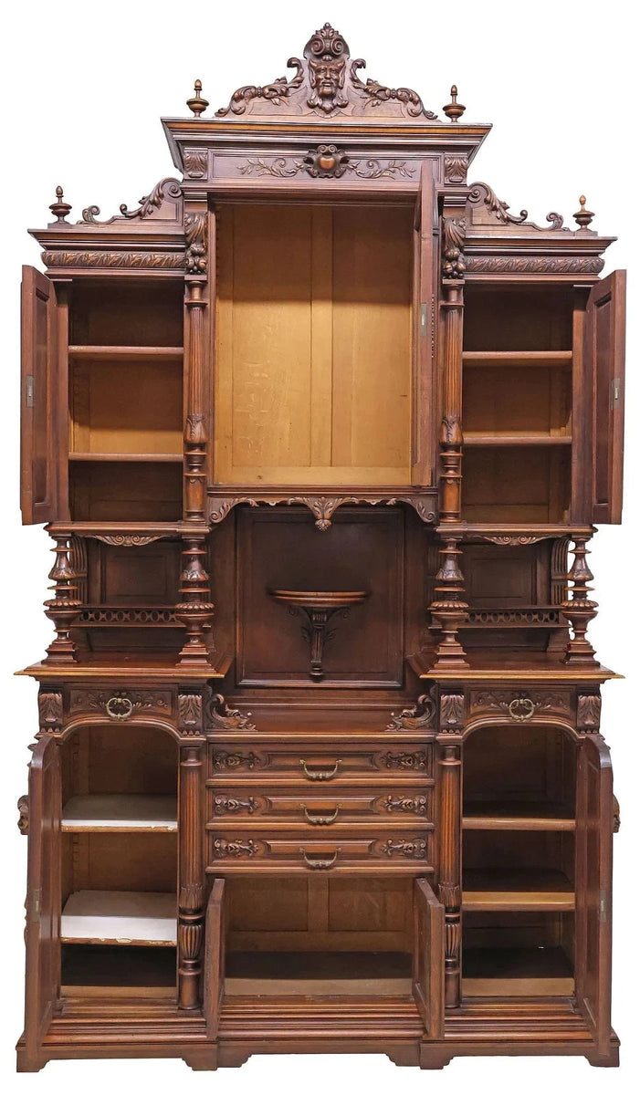 Antique Sideboard, Finely Carved, Fr. Henri II Style, Walnut , 121.5