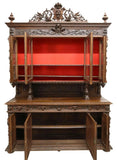 Antique Sideboard, Hunt, French Henri II Style, Carved, Oak, Beveled Gl, 20th C. - Old Europe Antique Home Furnishings