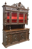 Antique Sideboard, Hunt, French Henri II Style, Carved, Oak, Beveled Gl, 20th C. - Old Europe Antique Home Furnishings