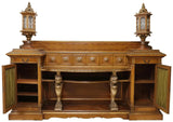 Antique Sideboard, Italian Paint Decorated, Carved Wood, with Lanterns, 1800s!! - Old Europe Antique Home Furnishings