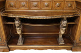 Antique Sideboard, Italian Paint Decorated, Carved Wood, with Lanterns, 1800s!! - Old Europe Antique Home Furnishings