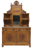 Antique Sideboard, Italian Renaissance Revival Carved, Mirror, Crest, 1800s! - Old Europe Antique Home Furnishings