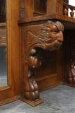 Antique Sideboard, Italian Renaissance Revival Carved, Mirror, Crest, 1800s! - Old Europe Antique Home Furnishings
