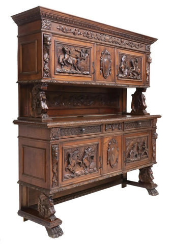 Antique Sideboard, Italian Renaissance Revival, Carved, Figural, Early 1900s!! - Old Europe Antique Home Furnishings