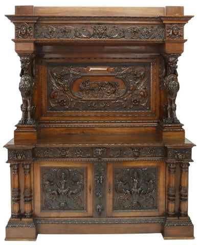 Antique Sideboard, Italian Renaissance Revival, Exceptional, Foliates, 1800s! - Old Europe Antique Home Furnishings