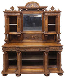 Antique Sideboard, Large Italian, Renaiss. Rev., Carved, Mirrored, 102.5" H. - Old Europe Antique Home Furnishings