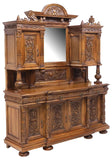 Antique Sideboard, Large Italian, Renaiss. Rev., Carved, Mirrored, 102.5" H. - Old Europe Antique Home Furnishings