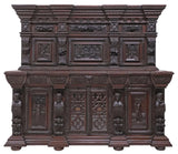 Antique Sideboard, Monumental, English Gothic, Elizabethan Revival, Carved Oak!!
