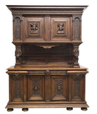 Antique Sideboard, Signed, Chaput, French Ren Revival, Well-Carved Walnut, 1800s!! - Old Europe Antique Home Furnishings