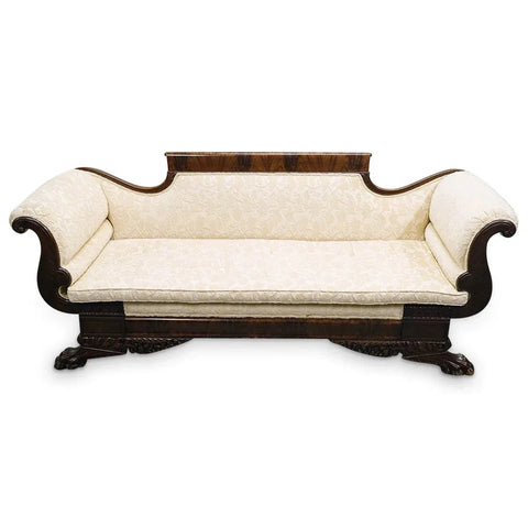 Antique Sofa, American Classical (Empire style), White, Likely Circa 1825–40!