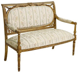 Antique Sofa, Louis XVI Style, Floral Upholstered, Gilt, Crest, Molded, 1800s!! - Old Europe Antique Home Furnishings