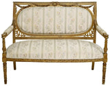 Antique Sofa, Louis XVI Style, Floral Upholstered, Gilt, Crest, Molded, 1800s!! - Old Europe Antique Home Furnishings