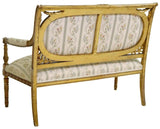 Antique Sofa, Louis XVI Style, Floral Upholstered, Gilt, Crest, Molded, 1800s!! - Old Europe Antique Home Furnishings