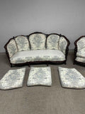Antique Sofa and Chair Set, Art Nouveau attrib to KARPEN, Carved, 1900s-E. 1900s
