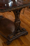 Antique Table, Belgian, Faux Tortoise Finish, Wood End Table, Early 1900s!! - Old Europe Antique Home Furnishings