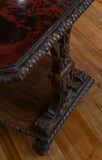 Antique Table, Belgian, Faux Tortoise Finish, Wood End Table, Early 1900s!! - Old Europe Antique Home Furnishings
