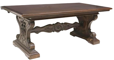 Antique Table, Extension, Italian Renaissance Revival, Carved, Early 1900s! - Old Europe Antique Home Furnishings