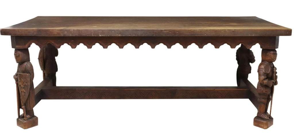 Antique Table, Gothic Revival, Walnut, Knight, Signed, 79