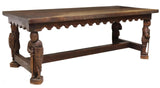 Antique Table, Gothic Revival, Walnut, Knight, Signed, 79"L, Trefoil Apron 1800s - Old Europe Antique Home Furnishings