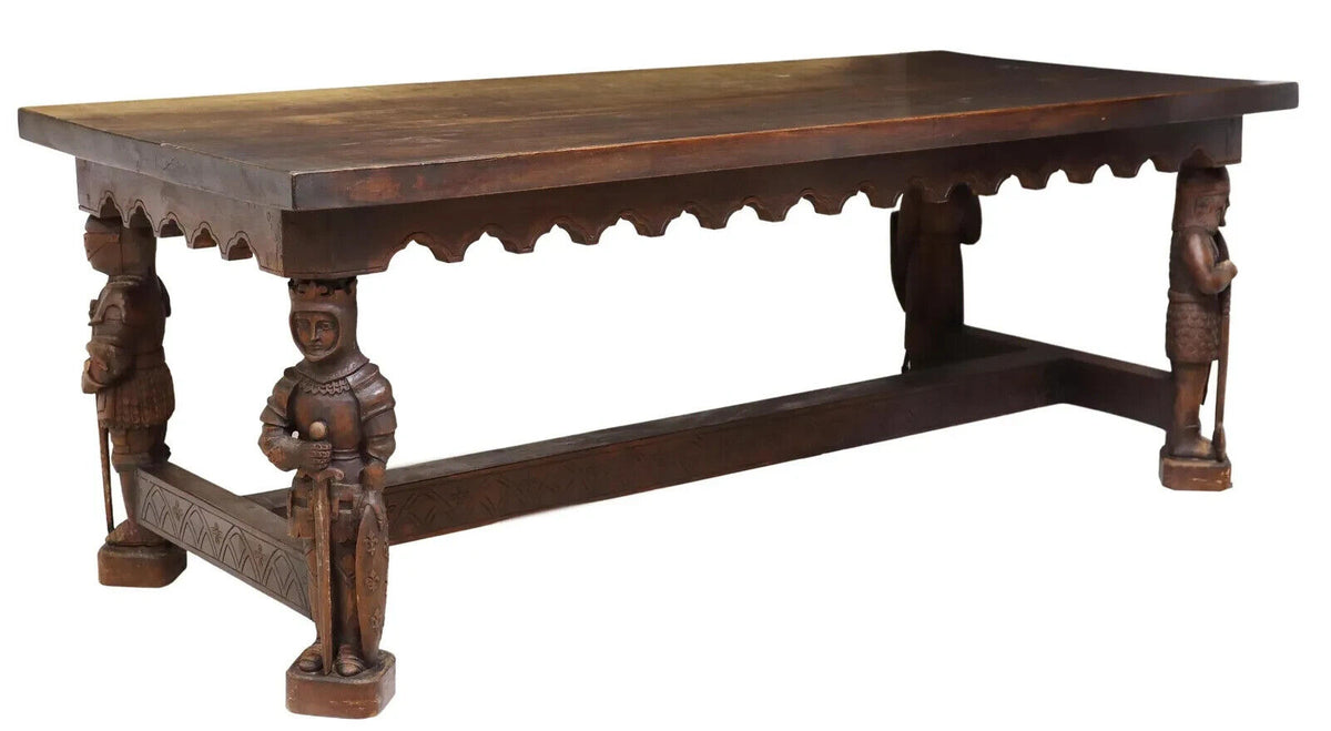 Antique Table, Gothic Revival, Walnut, Knight, Signed, 79